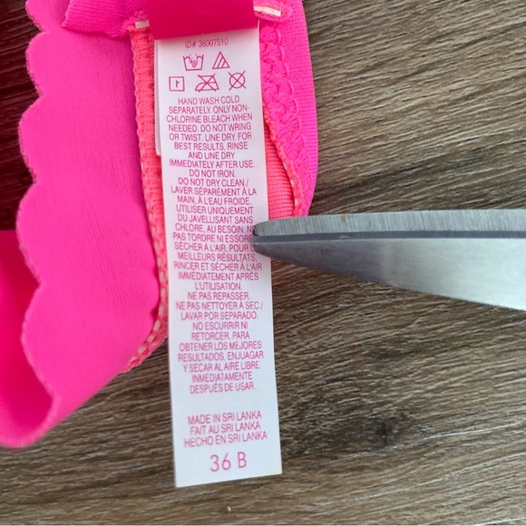 Victoria’s Secret Womens Halter Bra Hot Pink Push Up Scalloped Back Hook 36B - Picture 4 of 11